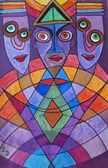 Pintura titulada "Les 3 Géométriques" por Jacques Desvaux (JD), Obra de arte original, Acrílico