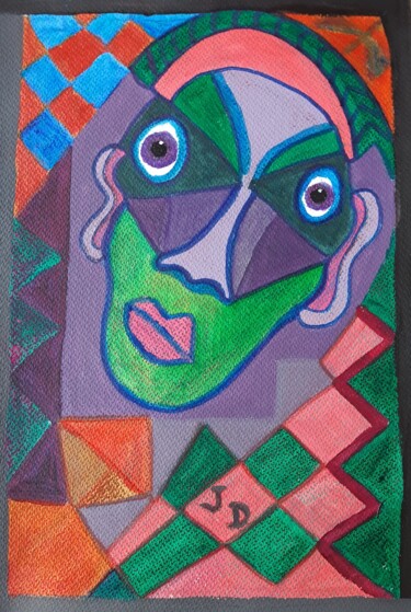 Painting titled "L'Homme Vert" by Jacques Desvaux (JD), Original Artwork, Acrylic