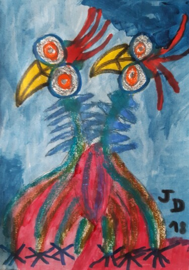 Painting titled "Les  Oiseaux à Troi…" by Jacques Desvaux (JD), Original Artwork, Acrylic