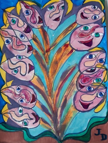 Картина под названием "L'arbre Généalogique" - Jacques Desvaux (JD), Подлинное произведение искусства, Акрил