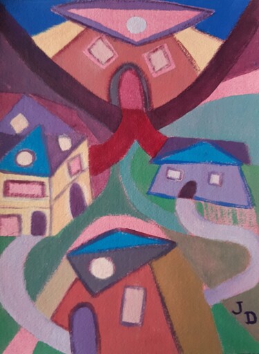 Painting titled "La Méchante Maison" by Jacques Desvaux (JD), Original Artwork, Acrylic