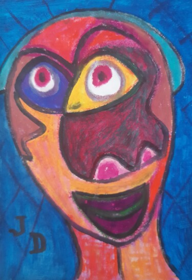 Painting titled "L' Homme au Gros Nez" by Jacques Desvaux (JD), Original Artwork, Acrylic