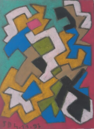 Painting titled "Pastel  Abstrait 2" by Jacques Desvaux (JD), Original Artwork, Pastel