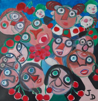 Painting titled "Le Temps des Cerises" by Jacques Desvaux (JD), Original Artwork, Acrylic