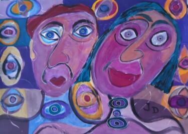 Pintura titulada "Le Couple Déco" por Jacques Desvaux (JD), Obra de arte original, Acrílico