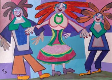 "La Danse Folklorique" başlıklı Tablo Jacques Desvaux (JD) tarafından, Orijinal sanat, Akrilik