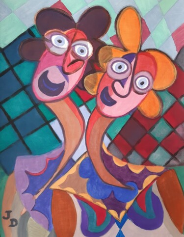 Peinture intitulée "Deux de Couple" par Jacques Desvaux (JD), Œuvre d'art originale, Acrylique