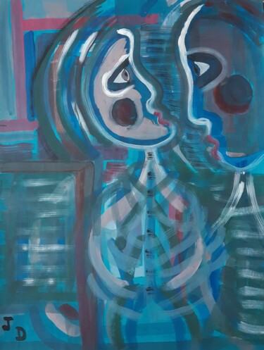 Painting titled "L' Amour Radiograph…" by Jacques Desvaux (JD), Original Artwork, Acrylic