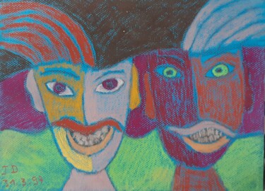 绘画 标题为“Les Jeunes Mariés” 由Jacques Desvaux (JD), 原创艺术品, 粉彩