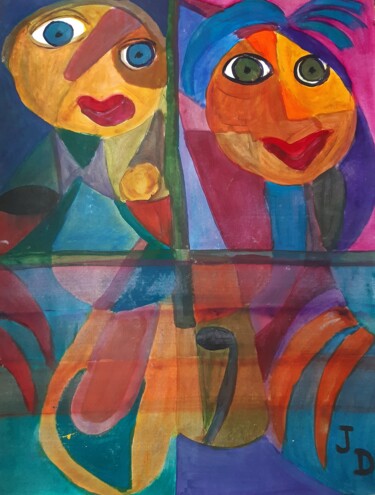 Картина под названием "Le Couple 99" - Jacques Desvaux (JD), Подлинное произведение искусства, Акрил