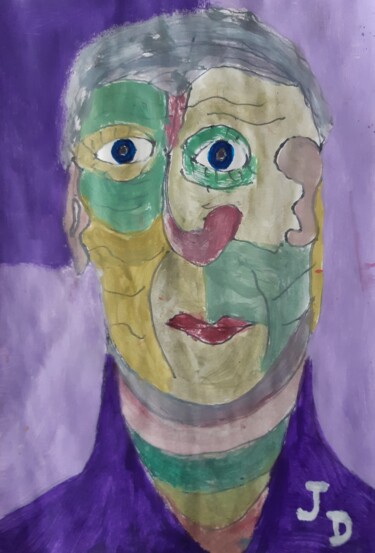 Painting titled "Autoportrait 2022" by Jacques Desvaux (JD), Original Artwork, Acrylic