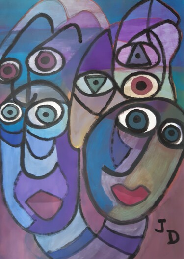 Painting titled "Les Gros Yeux" by Jacques Desvaux (JD), Original Artwork, Acrylic