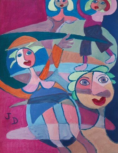 Malarstwo zatytułowany „Les Filles” autorstwa Jacques Desvaux (JD), Oryginalna praca, Akryl