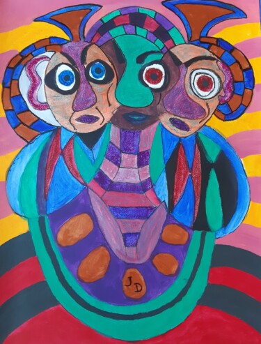 Painting titled "Le Partage des Yeux" by Jacques Desvaux (JD), Original Artwork, Acrylic