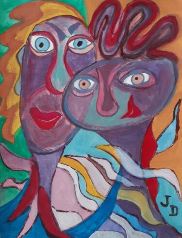 Painting titled "Les Complices" by Jacques Desvaux (JD), Original Artwork, Acrylic