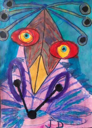绘画 标题为“L' homme-Oiseau” 由Jacques Desvaux (JD), 原创艺术品, 丙烯