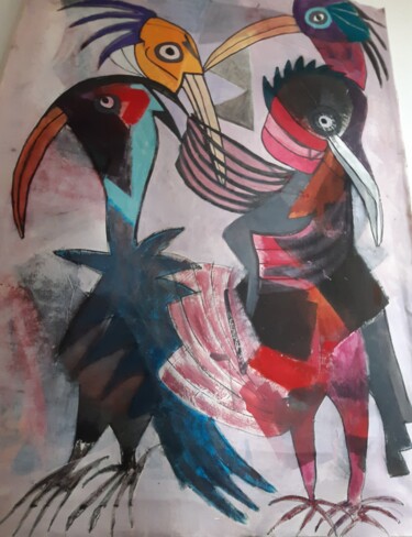 Pintura intitulada "Les Grands Oiseaux" por Jacques Desvaux (JD), Obras de arte originais, Acrílico
