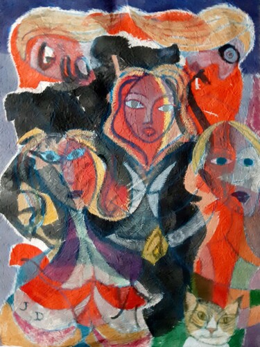 Pittura intitolato "Le Chat Coquin" da Jacques Desvaux (JD), Opera d'arte originale, Acrilico