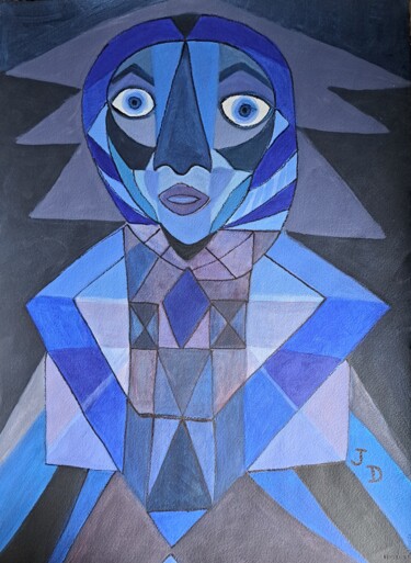 Painting titled "L'Homme en Bleus" by Jacques Desvaux (JD), Original Artwork, Acrylic