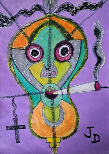 Malerei mit dem Titel "Fumes Tu(e) ?  Proj…" von Jacques Desvaux (JD), Original-Kunstwerk, Acryl