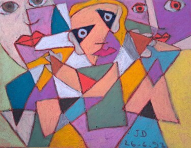 Картина под названием "Pensées Triangulair…" - Jacques Desvaux (JD), Подлинное произведение искусства, Пастель