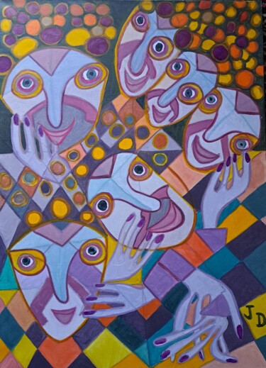 Peinture intitulée "Jeu de Mains" par Jacques Desvaux (JD), Œuvre d'art originale, Acrylique