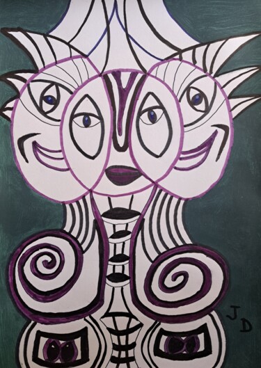 Painting titled "Le Trichrome ou Le…" by Jacques Desvaux (JD), Original Artwork, Marker