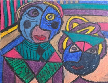 Картина под названием "Bonnie and Clyde" - Jacques Desvaux (JD), Подлинное произведение искусства, Пастель