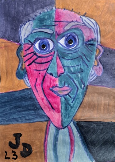 Peinture intitulée "Autoportrait 2023" par Jacques Desvaux (JD), Œuvre d'art originale, Acrylique