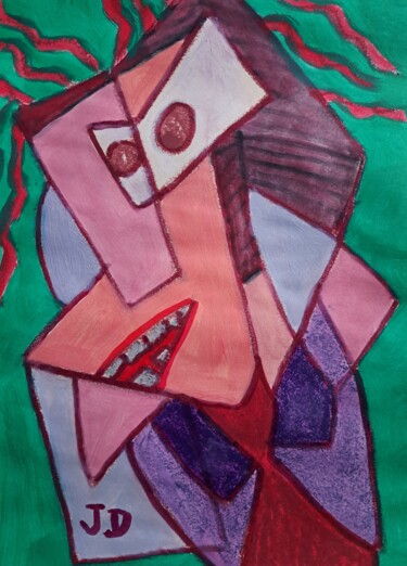 Malerei mit dem Titel "La Cravate  Rouge" von Jacques Desvaux (JD), Original-Kunstwerk, Acryl