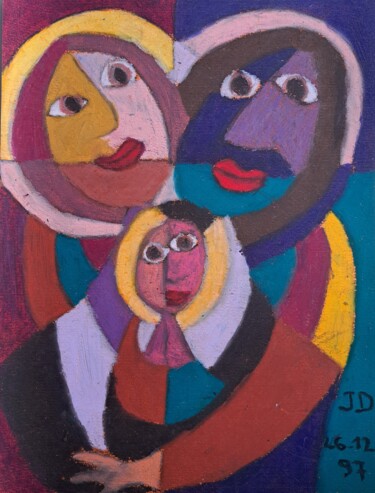 Peinture intitulée "La Sainte Famille" par Jacques Desvaux (JD), Œuvre d'art originale, Pastel