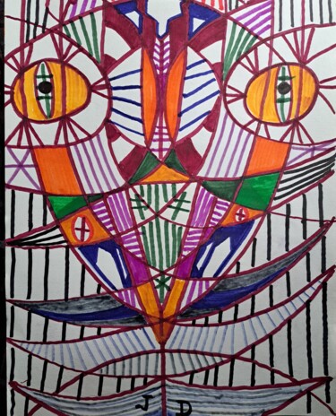 Painting titled "Comme L' Oiseau ou…" by Jacques Desvaux (JD), Original Artwork, Marker