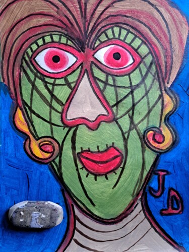 Painting titled "Autoportrait à la G…" by Jacques Desvaux (JD), Original Artwork, Acrylic