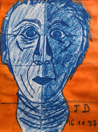 Peinture intitulée "Autoportrait sur Fo…" par Jacques Desvaux (JD), Œuvre d'art originale, Acrylique