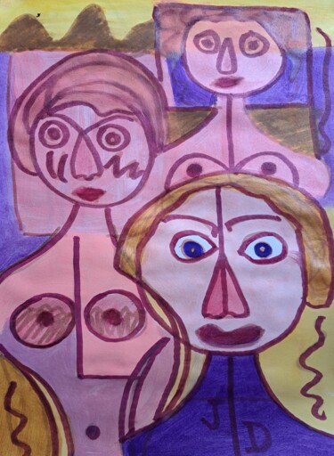 Peinture intitulée "Rêve de  Femmes" par Jacques Desvaux (JD), Œuvre d'art originale, Acrylique