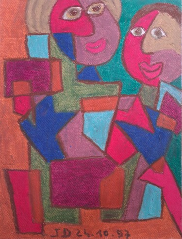 Pintura intitulada "La  Maman et le  Fi…" por Jacques Desvaux (JD), Obras de arte originais, Pastel