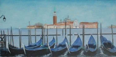 Картина под названием "Venise vue panorami…" - Jacques Dolley, Подлинное произведение искусства, Акрил Установлен на Деревян…