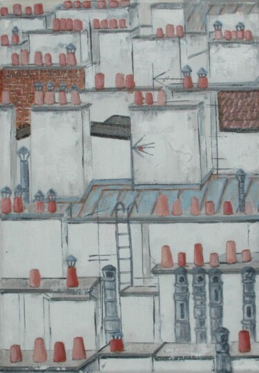 "Les toits de Paris" başlıklı Tablo Jacques Dolley tarafından, Orijinal sanat, Akrilik