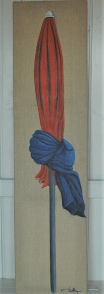 Painting titled "Parasol - Deauville" by Jacques Dolley, Original Artwork, Acrylic Mounted on Wood Stretcher frame