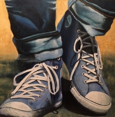 Schilderij getiteld "mes baskets" door Jacques Dolley, Origineel Kunstwerk, Acryl