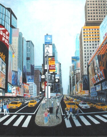 Painting titled "New York 1" by Jacques Dolley, Original Artwork, Acrylic Mounted on Wood Stretcher frame