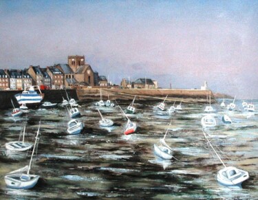 Painting titled "Marée basse à Barfl…" by Jacques Dolley, Original Artwork, Acrylic