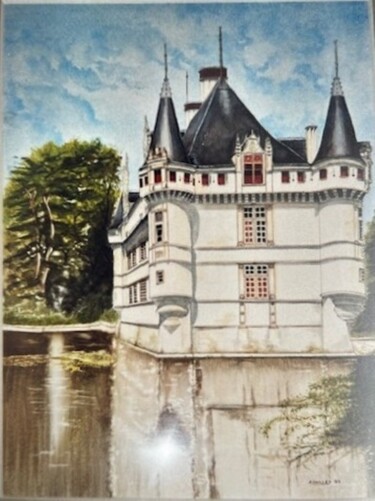Peinture intitulée "Le château d'Azay-l…" par Jacques Dolley, Œuvre d'art originale, Aquarelle