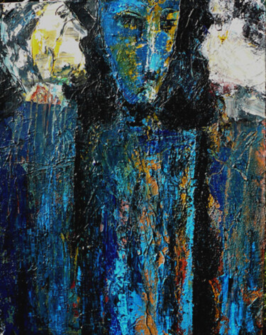 Картина под названием "BLEU NUIT" - Jacques Donneaud, Подлинное произведение искусства, Акрил Установлен на Деревянная рама…