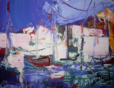 Schilderij getiteld "Patmos (Grèce)" door Jacques Donneaud, Origineel Kunstwerk, Acryl