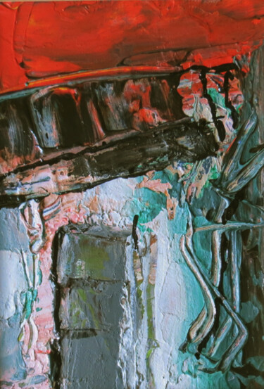 Ζωγραφική με τίτλο "la vieille porte" από Jacques Donneaud, Αυθεντικά έργα τέχνης, Ακρυλικό Τοποθετήθηκε στο Ξύλινο φορείο σ…