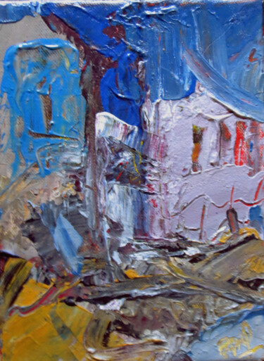 Painting titled "village méditerrané…" by Jacques Donneaud, Original Artwork, Acrylic Mounted on Wood Stretcher frame
