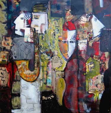 Painting titled "MASCARADE MUSICALE" by Jacques Donneaud, Original Artwork, Acrylic Mounted on Wood Stretcher frame