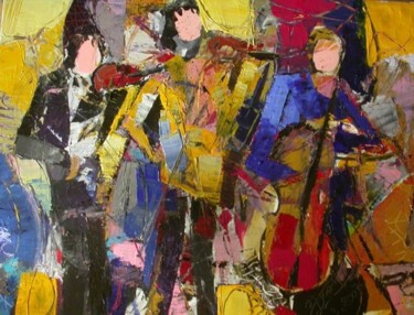 Schilderij getiteld "trois musiciens II" door Jacques Donneaud, Origineel Kunstwerk, Acryl