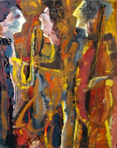 Картина под названием "RENCONTRE MUSICALE." - Jacques Donneaud, Подлинное произведение искусства, Акрил Установлен на Деревя…